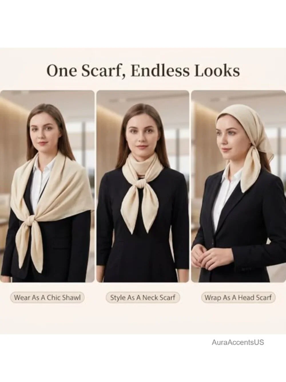 Cotton Blend Linen-Look Square Shawl Wrap - Lightweight Oversized Scarf for